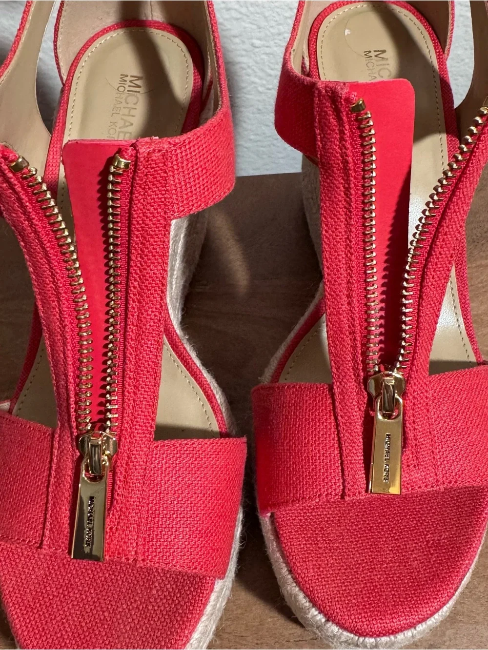 Brand New Michael Kors Berkley Espadrille Mid Wedge Sandals